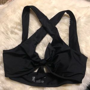 Albion fit top knot matte black bikini top